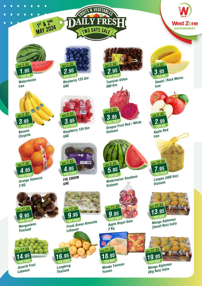 West Zone Fresh catalogue in Sharjah | Fruits&Vegetables Promotion! | 02/05/2024 - 02/05/2024