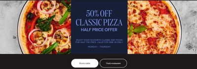 Restaurants offers | 50 % Off Classic Pizza in Pizza Express | 09/07/2024 - 29/07/2024