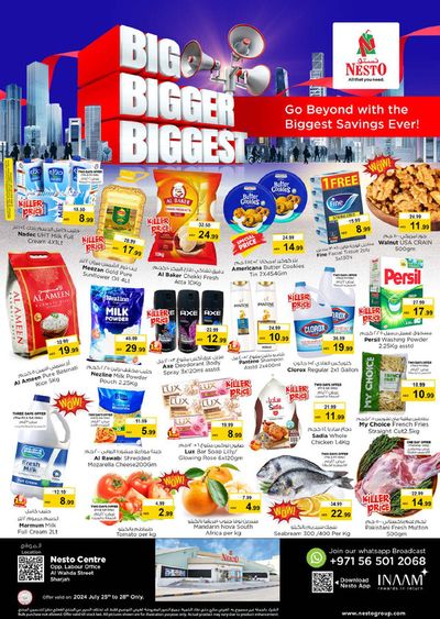 Groceries offers in Sharjah | Big Bigger Biggest! Al Wahda in Nesto | 25/07/2024 - 28/07/2024