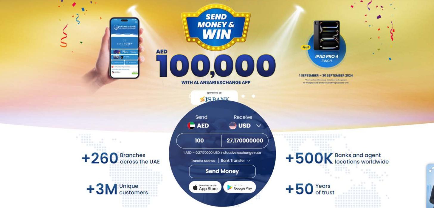 Al Ansari Exchange catalogue in Sharjah | Send Money & Win 100,000 AED | 03/09/2024 - 30/09/2024