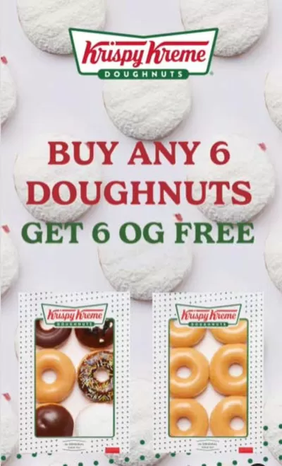 Restaurants offers in Ajman | Buy 6 Doughnuts And Get 6 OG Doughnuts FREE!  in Krispy Kreme | 04/11/2024 - 20/11/2024