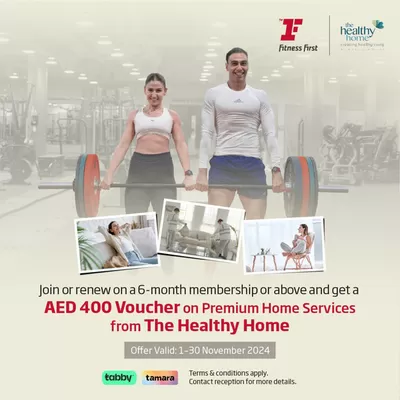 Sport offers in Sharjah |  Get a 𝐀𝐄𝐃𝟒𝟎𝟎 𝐕𝐨𝐮𝐜𝐡𝐞𝐫 in Fitness First | 08/11/2024 - 30/11/2024