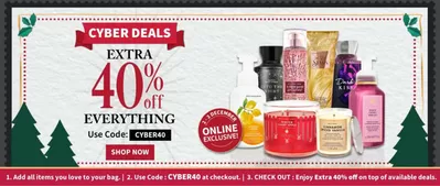 Health & Beauty offers in Ajman | Cyber Deals Extra 40% Off in Bath & Body Works | 02/12/2024 - 04/12/2024