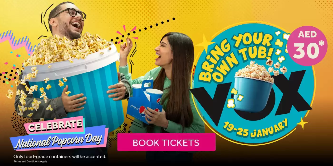 Vox Cinemas catalogue in Dubai | Celebrate National Popcorn Day AED 30 | 16/01/2025 - 17/01/2025