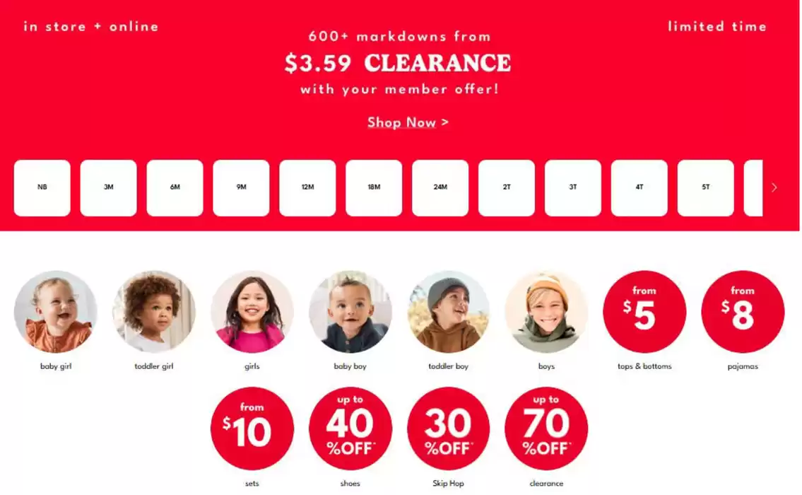 Carters catalogue | 600+Markdowns From $ 3.59 Clearance  | 03/02/2025 - 09/02/2025