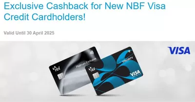 Banks & ATMs offers in Dibba Al-Fujairah | Exclusive Cashback for New NBF Visa Credit Cardholders! in National Bank of Fujairah | 18/02/2025 - 30/04/2025