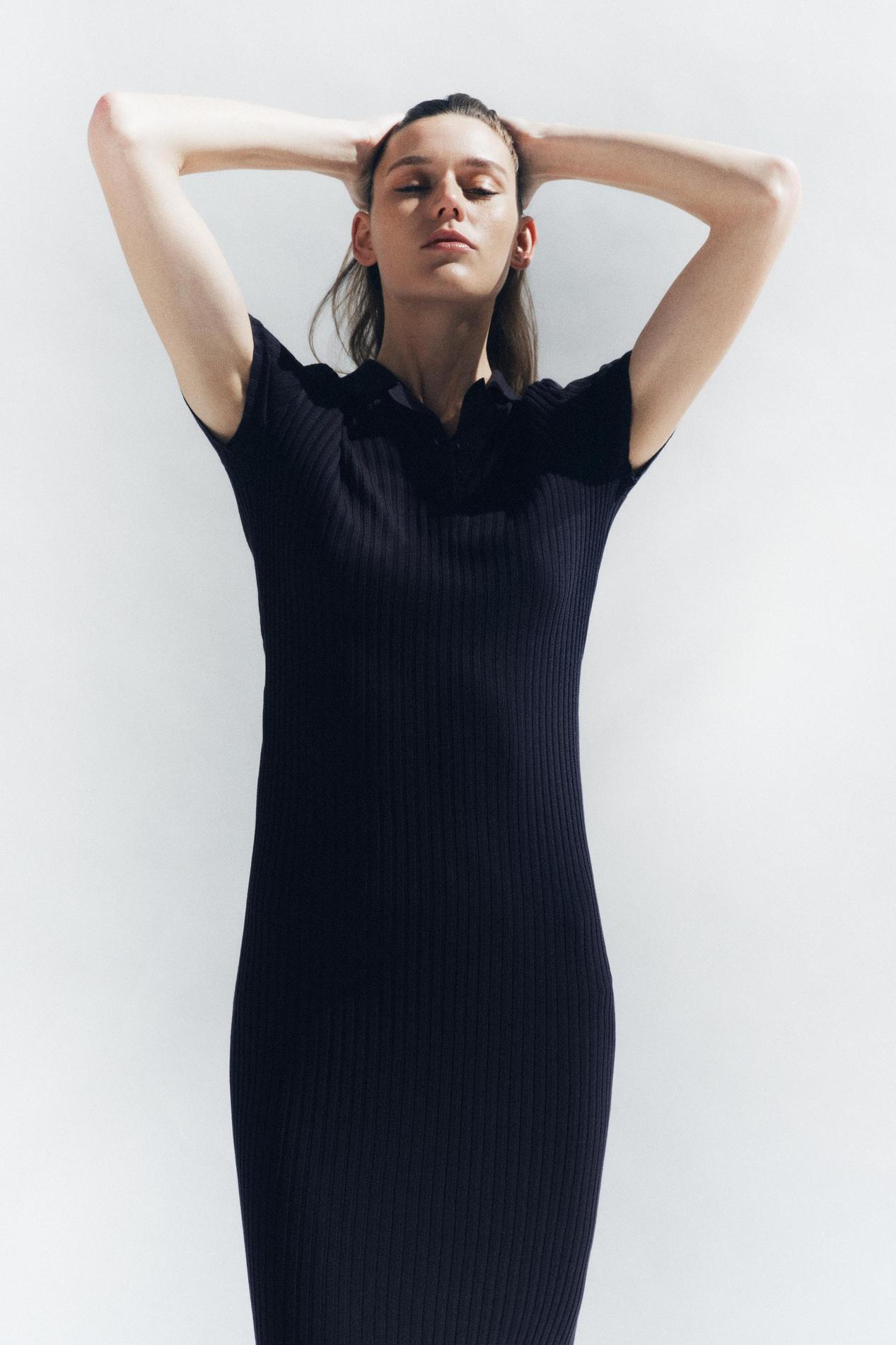 RIBBED KNIT SHIRT DRESS offers at 179 Dhs in Zara
