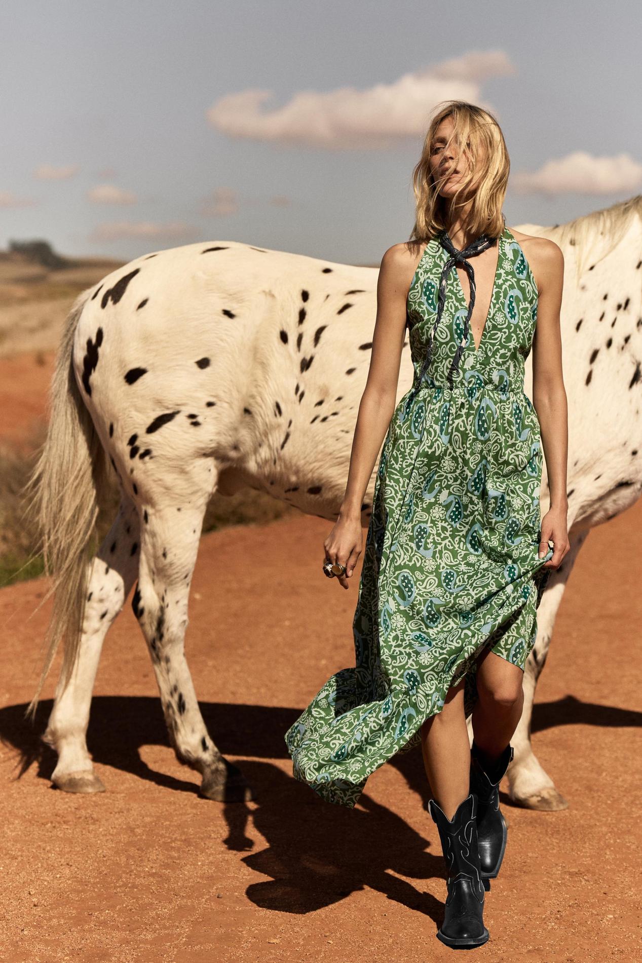 ZW COLLECTION PRINTED HALTER DRESS offers at 299 Dhs in Zara