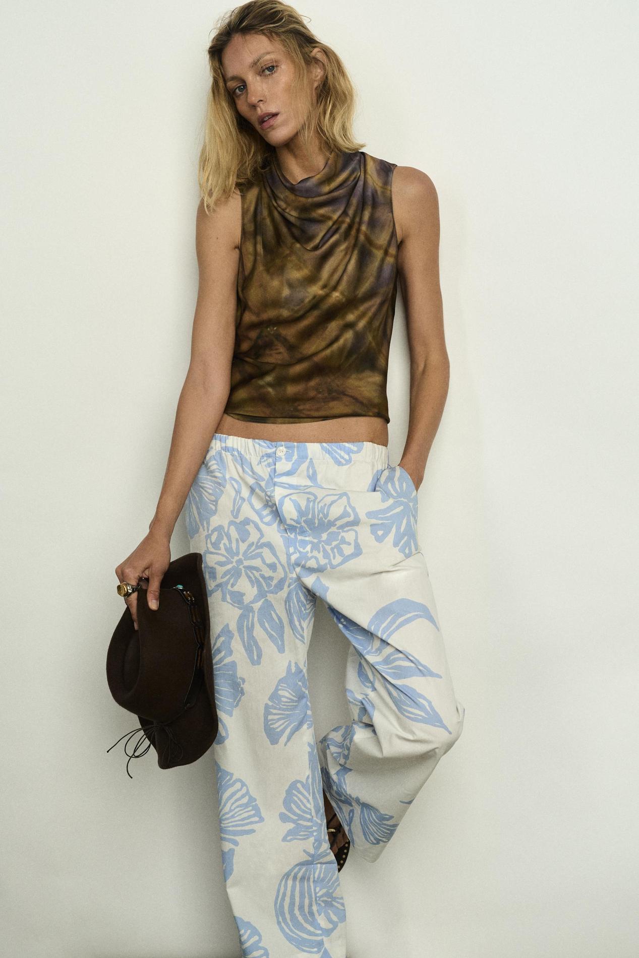 ZW COLLECTION PRINTED PYJAMA-STYLE TROUSERS offers at 299 Dhs in Zara