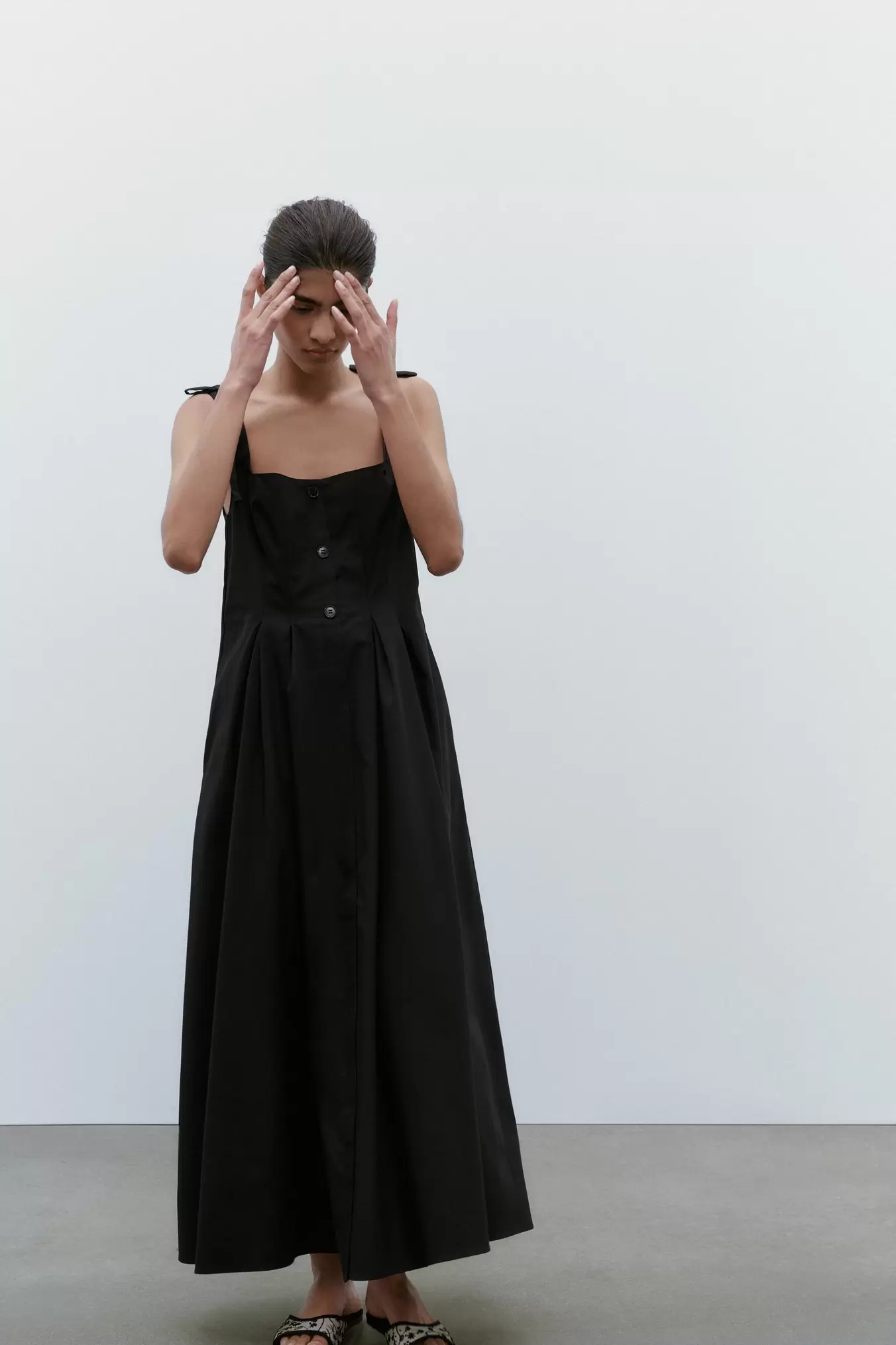 MIDI DRESS WITH TIES offers at 299 Dhs in Zara