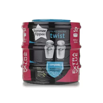 Tommee Tippee fits all tubs nappy wrapper cassette x3 offers at 164,5 Dhs in Spinneys