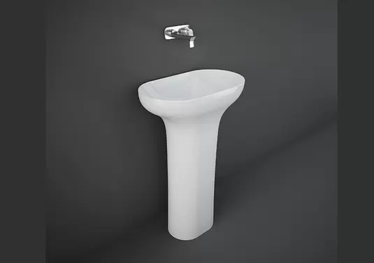 RAK-DES FREE STANDING WASHBASIN ALPINE WHITE 600x350 MM SET offers at 1629,5 Dhs in Rak Ceramics