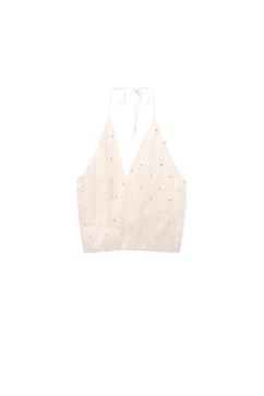 Surplice halter top with mirror details offers at 149 Dhs in Pull & Bear