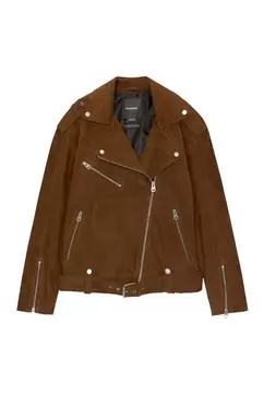 100% suede leather biker jacket offers at 999 Dhs in Pull & Bear