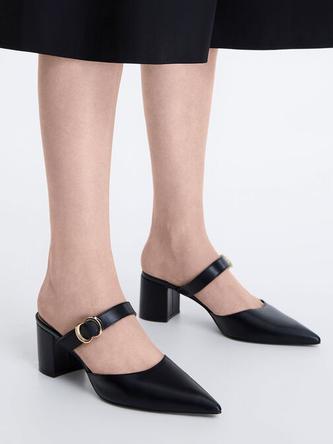 Metallic Accent Pointed-Toe Pumps               - black offers at 275 Dhs in Charles & Keith