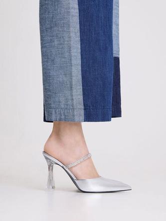 Gem Strap Metallic Mules               - silver offers at 275 Dhs in Charles & Keith