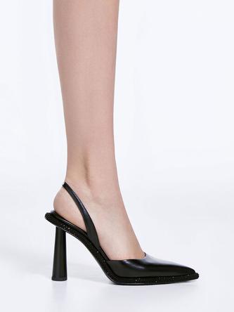 Crystal-Embellished Pointed-Toe Slingback Pumps               - black offers at 325 Dhs in Charles & Keith