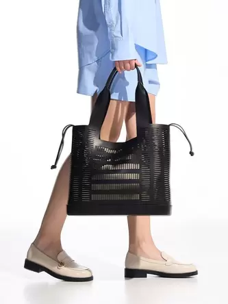 Delphi Cut-Out Tote Bag  - black offers at 500 Dhs in Charles & Keith