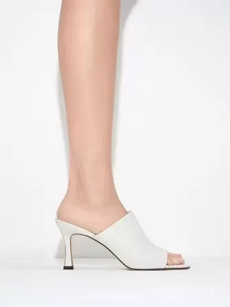 Round-Toe Heeled Mules  - chalk offers at 300 Dhs in Charles & Keith