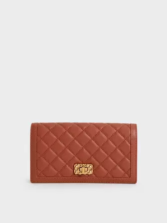 Micaela Quilted Long Wallet  - brick offers at 175 Dhs in Charles & Keith