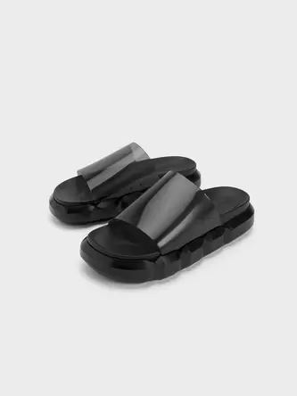 Fia See-Through Slide Sandals  - black offers at 225 Dhs in Charles & Keith