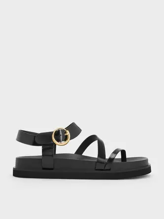 Buckled Ankle-Strap Strappy Sandals  - black box offers at 275 Dhs in Charles & Keith