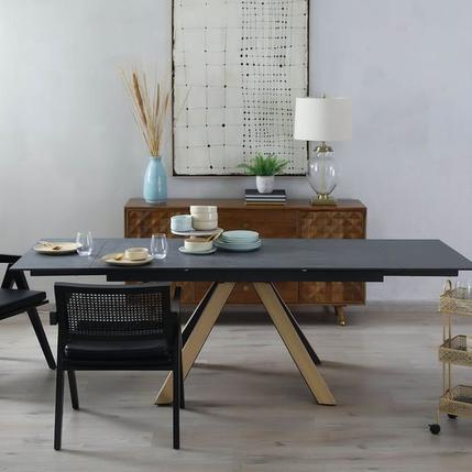 ALBROOK 8 SEATER DINING TABLE EXTENDABLE - BLACK offers at 1125 Dhs in PAN Emirates