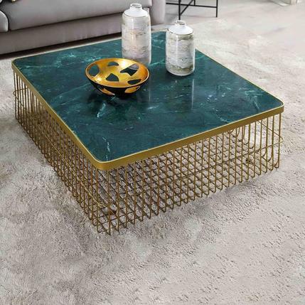 BONAPARTE COFFEE TABLE MARBLE - GREEN & GOLD offers at 975 Dhs in PAN Emirates