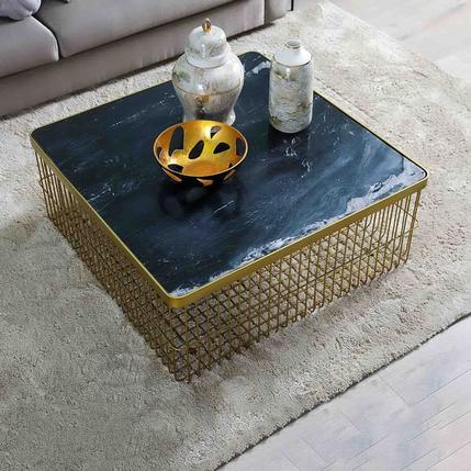 BONAPARTE COFFEE TABLE MARBLE - BLACK & GOLD offers at 975 Dhs in PAN Emirates