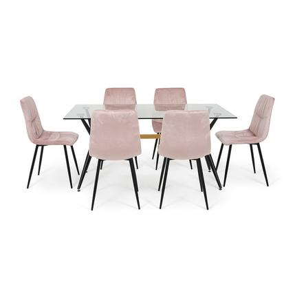 ALFREDA 1+6 DINING SET - CLEAR & PINK offers at 1599 Dhs in PAN Emirates