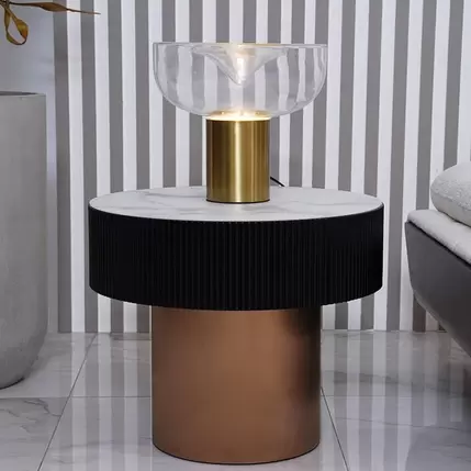 ALVIS END TABLE ROUND - WHITE & BLACK offers at 499 Dhs in PAN Emirates