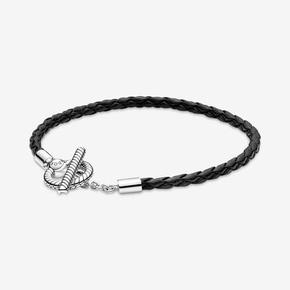 Pandora Moments Braided Leather T-bar Bracelet offers at 245 Dhs in Pandora