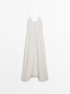 Long strappy dress with neckline detail - Limited Edition offers at 1249 Dhs in Massimo Dutti