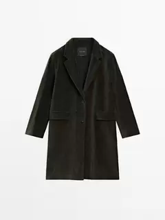 Long cotton blend velvet coat offers at 1249 Dhs in Massimo Dutti