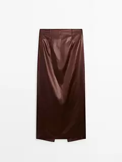 Leather effect midi skirt - Studio offers at 749 Dhs in Massimo Dutti