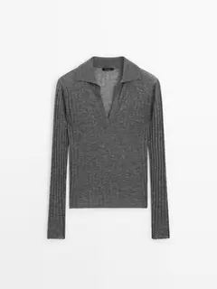 100% wool polo collar sweater - Studio offers at 499 Dhs in Massimo Dutti