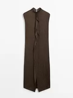 Cupro midi dress with ruffle - Studio offers at 1249 Dhs in Massimo Dutti