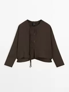 Modal blend shirt with straps - Studio offers at 499 Dhs in Massimo Dutti