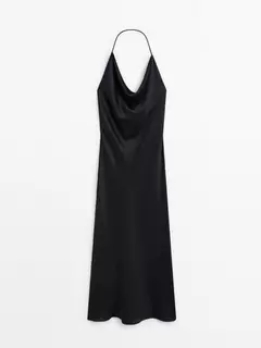 Satin halter midi dress offers at 699 Dhs in Massimo Dutti