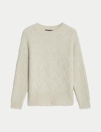 Textured Crew Neck Jumper with Wool offers at 189 Dhs in Marks & Spencer