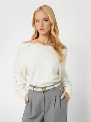 Boat neck wool blend sweater offers at 95 Dhs in Guess