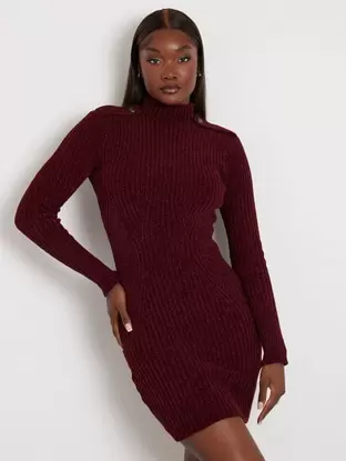 Rib knit sweater mini dress offers at 105 Dhs in Guess