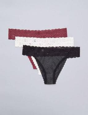 Pack of 3 lace tanga briefs offers at 25 Dhs in Kiabi
