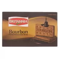 Britannia Bourbon Chocolate Flavoured Cream Biscuits 400 g offers at 8,95 Dhs in Lulu Hypermarket